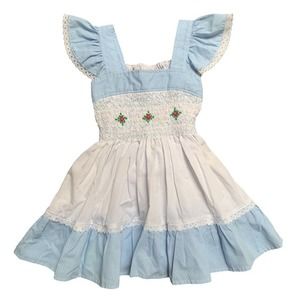 Charming Blue and White Kids Dress